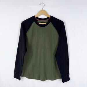NWOT American Giant French Rib Raglan Colorblock Sweater Men’s Medium Deep Olive